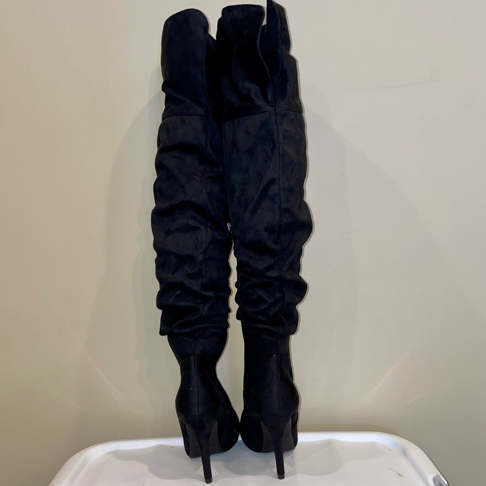 New Black Over The Knee Stiletto Boot - Picture 3 of 3